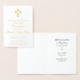 Gold Foil Cross Invitation