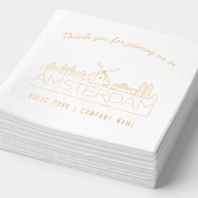 Gold Foil Custom Amsterdam Corporate Event Napkins (Detail)