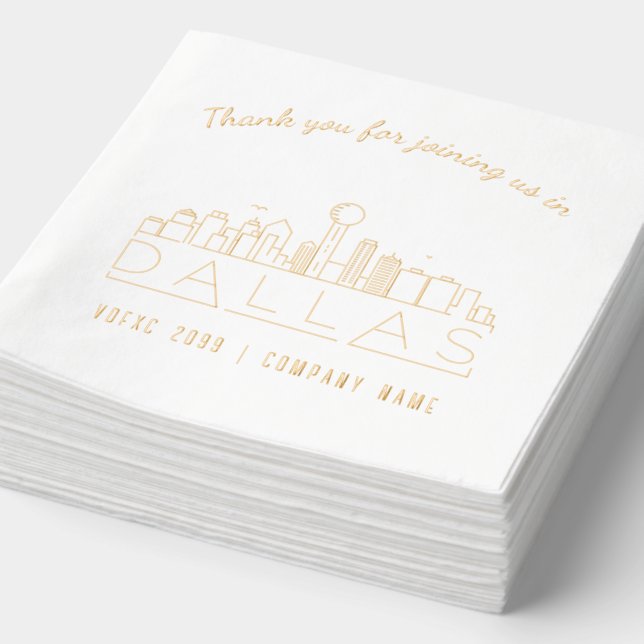 Gold Foil Custom Dallas Corporate Event Napkins (Detail)