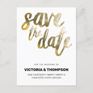 Gold Foil Custom Personalised Wedding Announcement Postcard