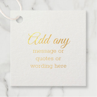 Gold Foil CUSTOM Plain Elegant White Favour Tags
