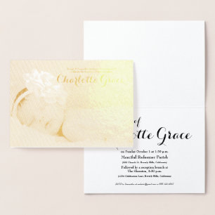 Gold Foil customisable photo baptism invitation