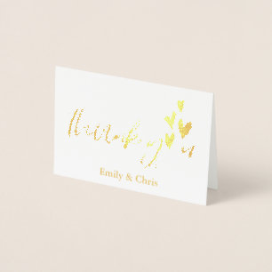 Gold Foil    Cute Calligraphy Photo Thank You Foil Card