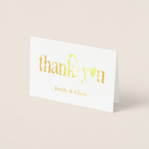 Gold Foil    Cute Calligraphy Photo Thank You Foil Card