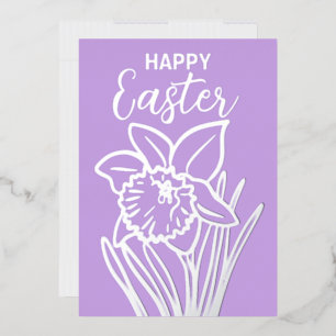 Gold Foil Daffodil Floral Happy Easter Holiday Card