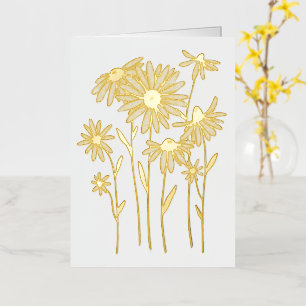 Gold Foil Daisies Cheerful Custom Text Greeting Card