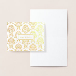 Gold Foil Damask Personal Stationery Card