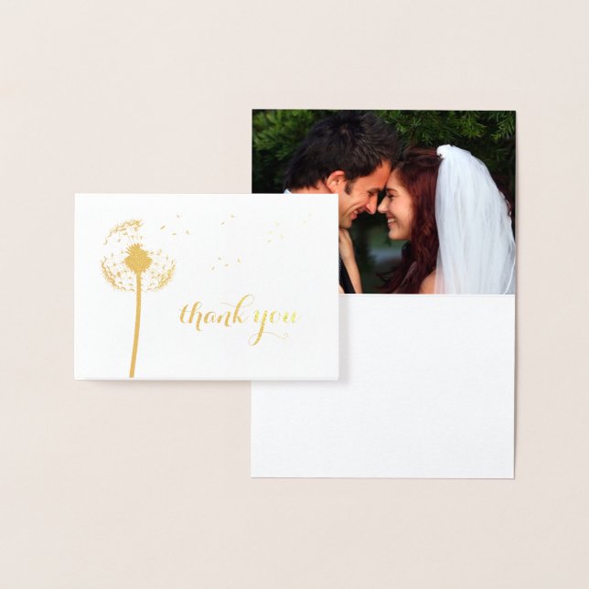 Gold Foil Dandelion Photo Thank You Card (Display)