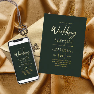 GOLD FOIL Dark Green Modern All-in-1 Wedding