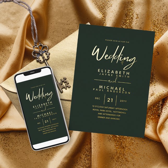 GOLD FOIL Dark Green Modern All-in-1 Wedding (Creator Uploaded)