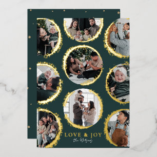 Gold Foil Dark Green Ornamental Elegance Photo Holiday Card