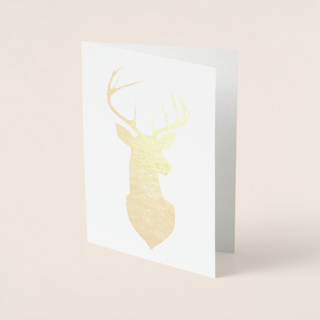 Gold Foil Deer Silhouette with Majestic Antlers Foil Card (Front)