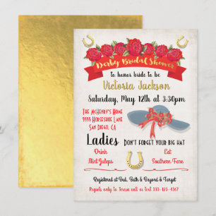 Gold Foil Derby Bridal Shower Invitations