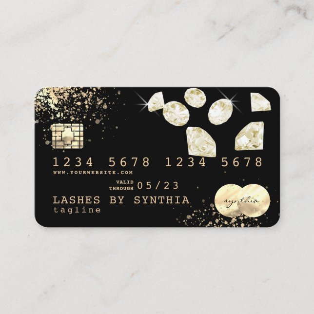 Gold Foil diamonds Credit Card add your logo (Front)