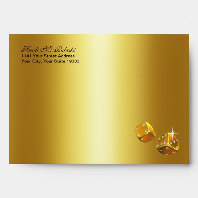 Gold Foil Dice Las Vegas A7 Envelopes (Front)