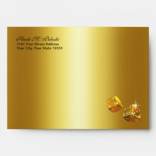 Gold Foil Dice Las Vegas A7 Envelopes