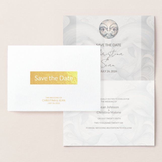 Gold Foil Dolphin Wedding Save the Date Foil Card (Display)