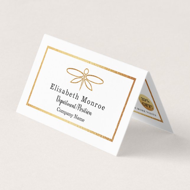 Gold Foil Dragonfly - Double Loyalty Business Card (Front)