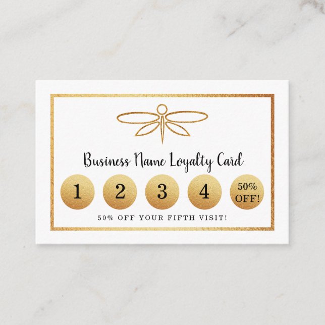 Gold Foil Dragonfly - Loyalty Card (Front)