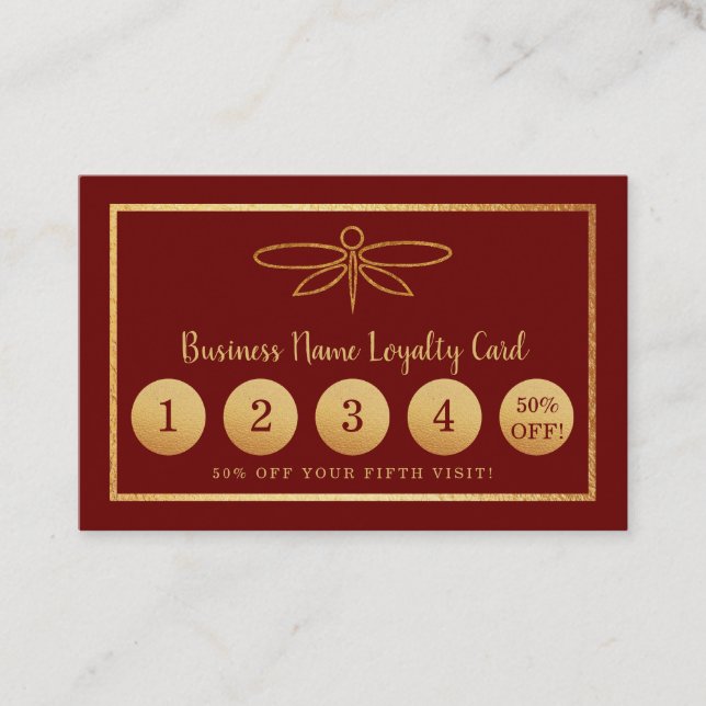 Gold Foil Dragonfly - Loyalty Card (Front)