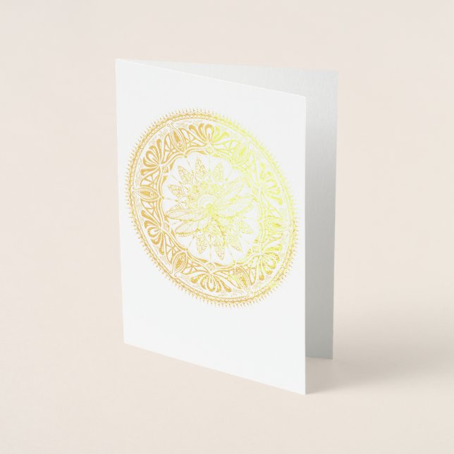 Gold Foil Dragonfly Mandala greeting card (Front)