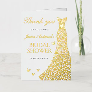 Gold Foil Dress Bridal Shower Thank You Card