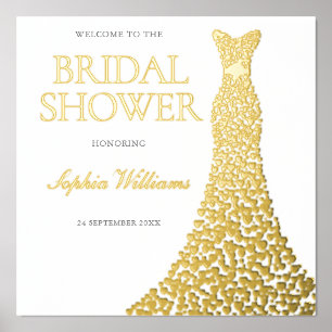 Gold Foil Dress Bridal Shower Welcome Sign