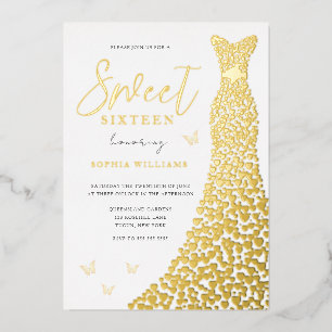 Gold Foil Dress Butterfly Sweet 16 Party