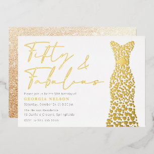 Gold Foil Dress Fifty & Fab 50th Birthday Party