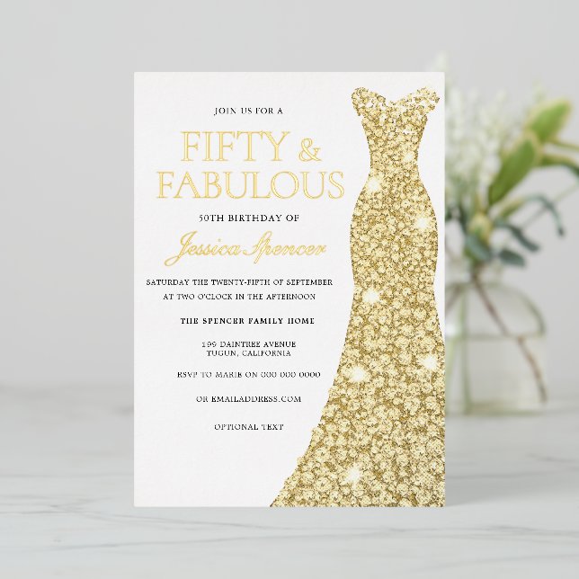 Gold Foil Dress Golden Pressed 50th Birthday Party (Standing Front)