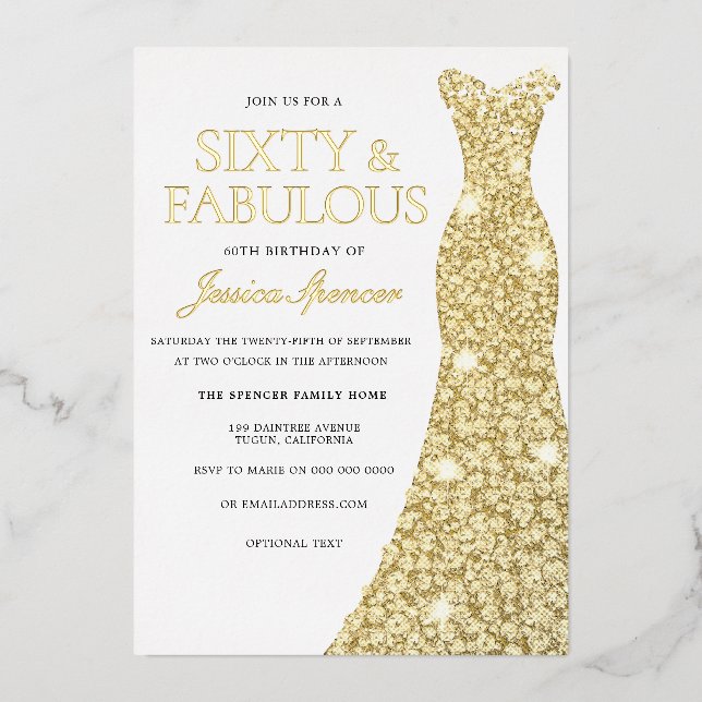 Gold Foil Dress Golden Pressed 60th Birthday Party (Front)