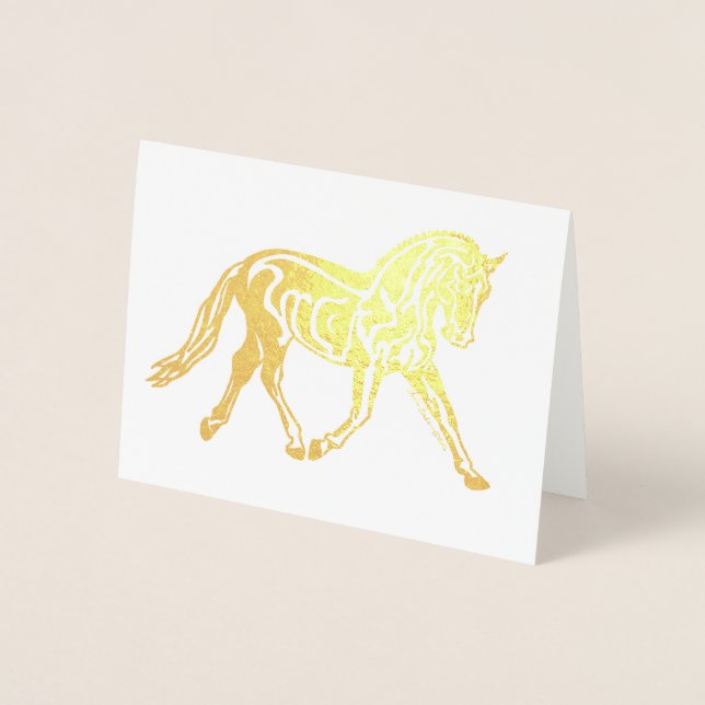 Gold Foil Dressage Horse Foil Card (Front)