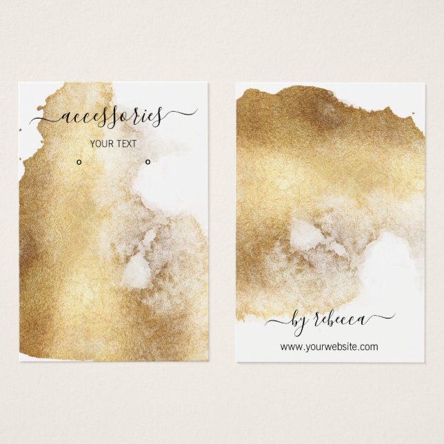 Gold Foil Earring Jewellery Holder Business (Front & Back)