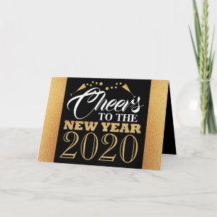 Gold Foil Effect, Champagne Bubbles, New Year Card