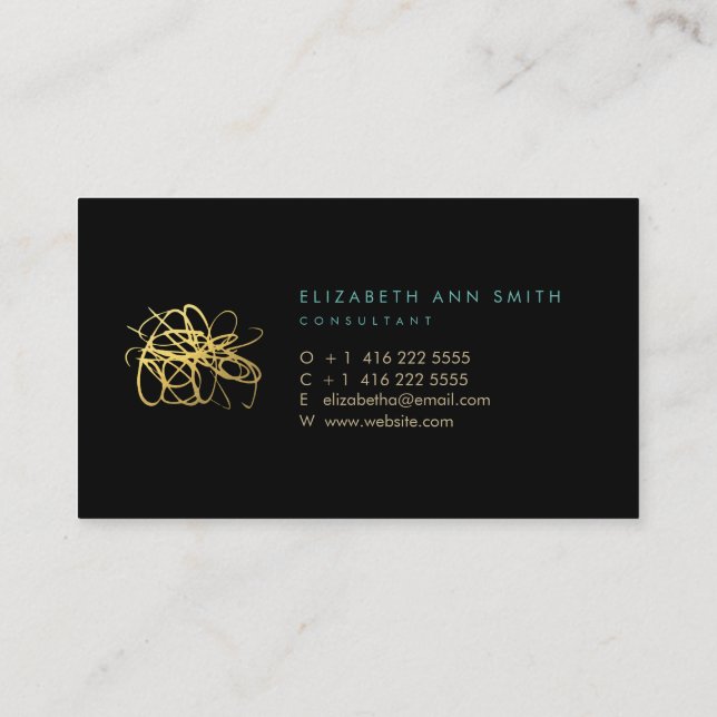 Gold Foil Effect Chic Business Card (Back)