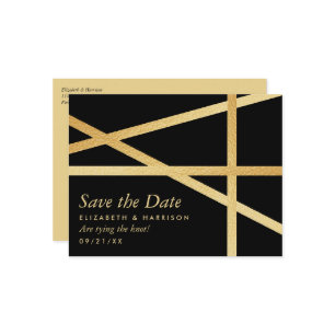 Gold Foil Effect Geometric Style Save the Date Announcement Postcard