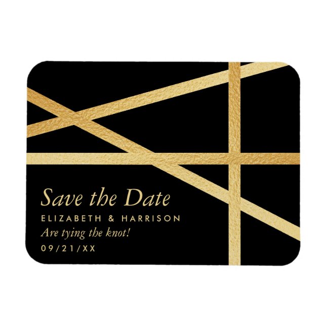 Gold Foil Effect Geometric Style Save the Date Magnet (Horizontal)