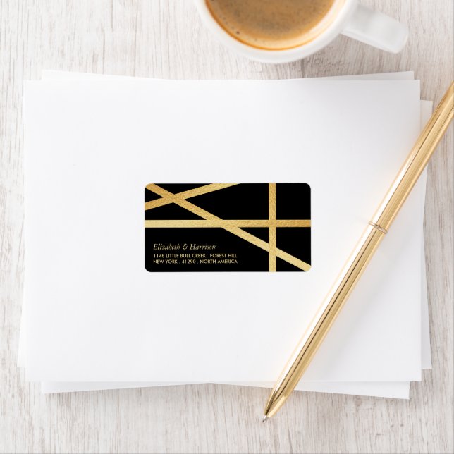 Gold Foil Effect Geometric Style Wedding Label (Insitu)