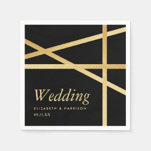 Gold Foil Effect Geometric Style Wedding Napkin