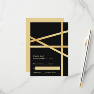 Gold Foil Effect Geometric Style Wedding RSVP Card