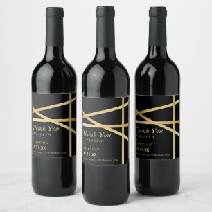 Gold Foil Effect Geometric Style Wedding Wine Label