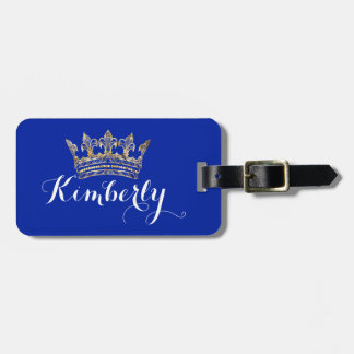 Gold Foil Effect Personalised Crown Luggage Tag