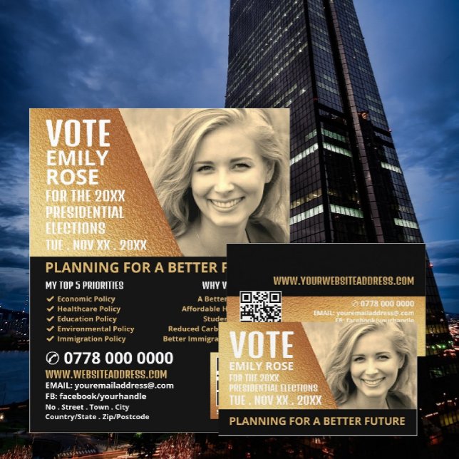 Gold Foil Effect Political Campaigner Advertising Flyer (Creator Uploaded)