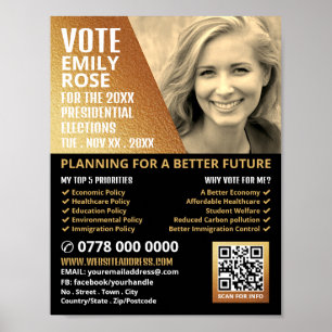 Gold Foil Effect Political Campaigner Advertising Poster