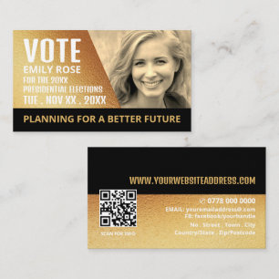 Gold Foil Effect Political Campaigner Business Card