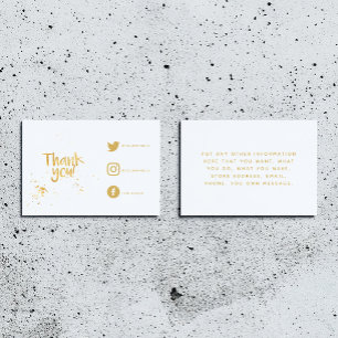 Gold foil effect thank you Social Links Card