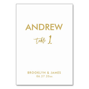 Gold Foil Effect Wedding Table Cards Table 1