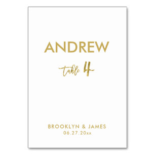 Gold Foil Effect Wedding Table Cards Table 4