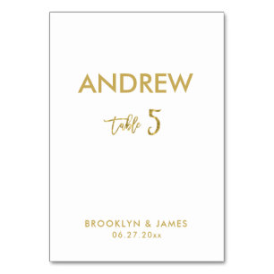 Gold Foil Effect Wedding Table Cards Table 5