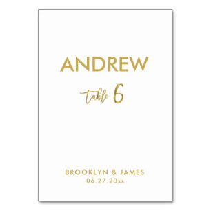 Gold Foil Effect Wedding Table Cards Table 6